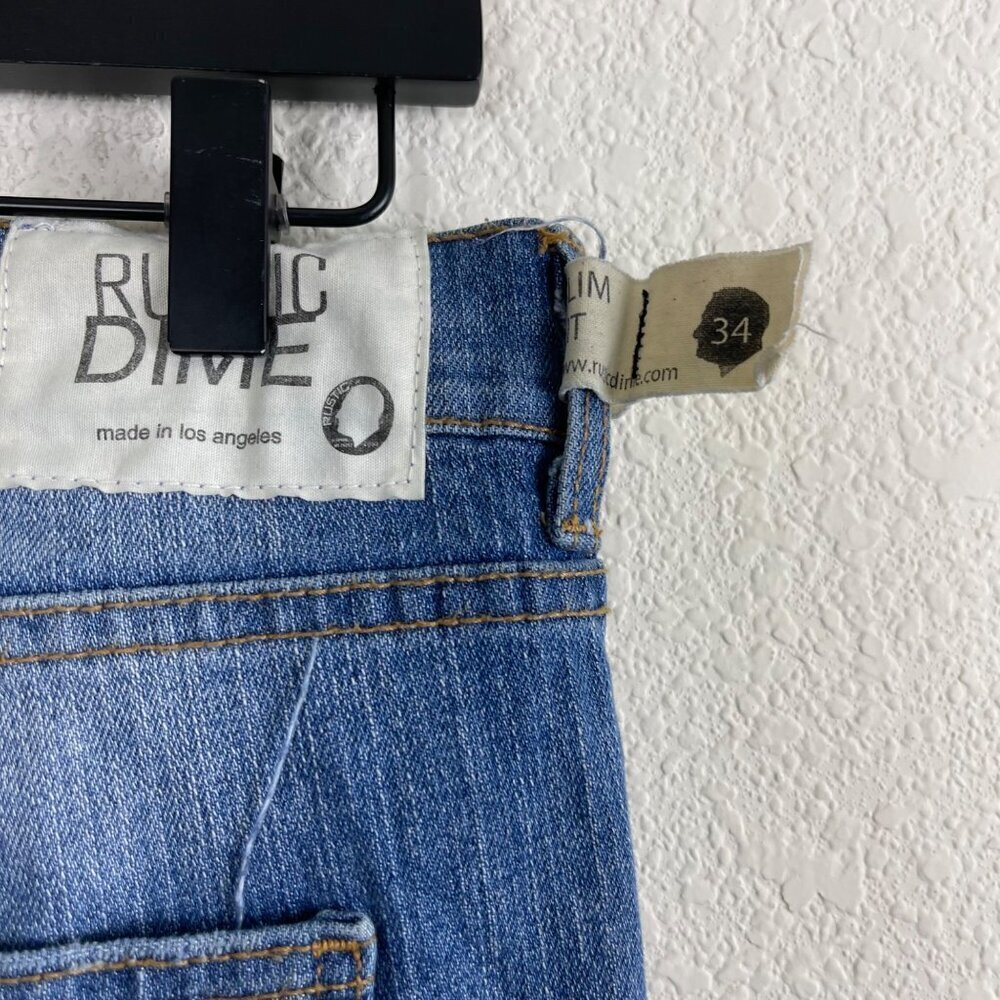 Rustic Dime Men’s Slim Fit Distressed Jeans – Size 34, Made in USA - Picture 4 of 8